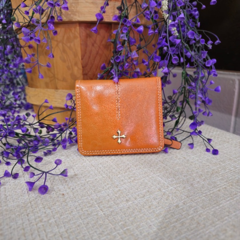 Gothic Cross Stud Bifold Snap Wallet | Rust Orange | 4x4in